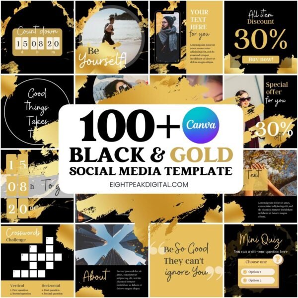 Black and Gold Social Media Canva Templates